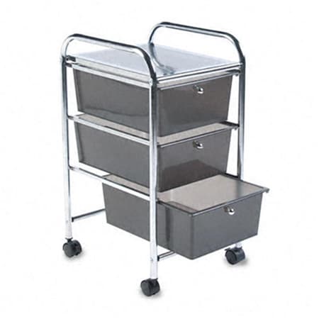 Workstationpro Portable Three-Drawer Organizer Chrome Metal Frame/Smoke Drawers TH40495